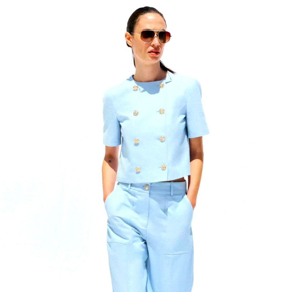 Zara Short Sleeved Double Breasted Blazer